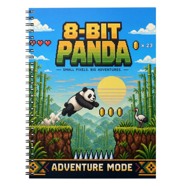 Panda, Retro-8-Bit-Pixel-Art Notizblock (Vorderseite)