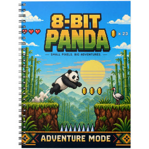Panda, Retro-8-Bit-Pixel-Art Notizblock