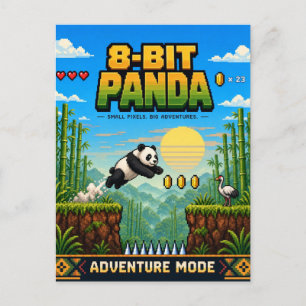 Panda, Retro-8-Bit-Pixel-Art Postkarte