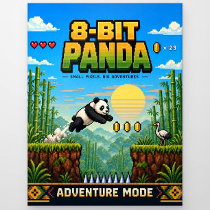 Panda, Retro-8-Bit-Pixel-Art Postkarte