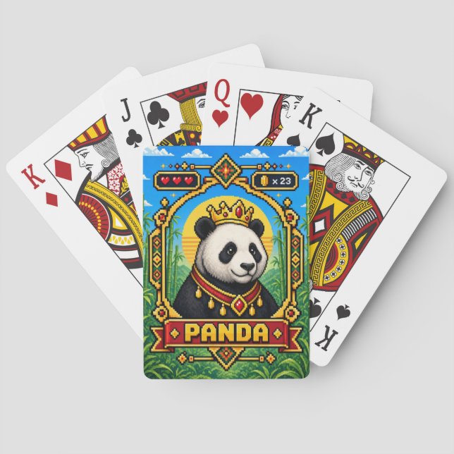 Panda Retro 8-Bit Pixelkunst Spielkarten (Rückseite)