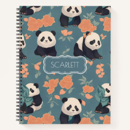 Panda Retro Personalisiertes Muster Notizbuch