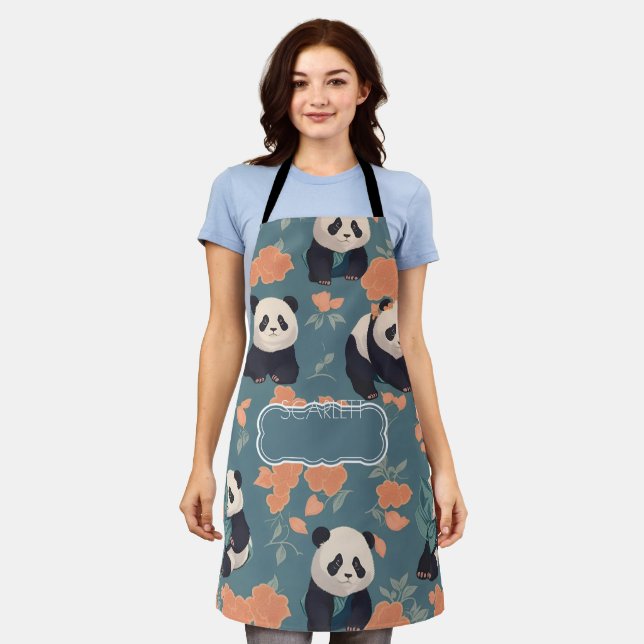 Panda Retro Personalisiertes Muster Schürze (Getragen)
