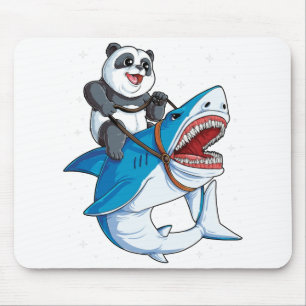 Panda Riding Shark Shirt für Männer Frauen Mädc Mousepad