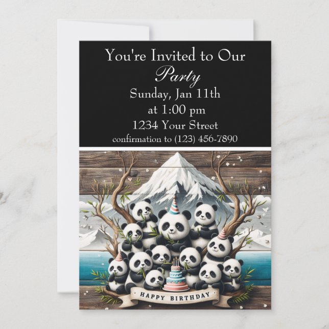 Panda-Rific Birthday Bash Einladung (Vorderseite)