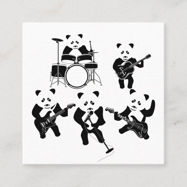 Panda Rock Band Quadratische Visitenkarte (Vorderseite)