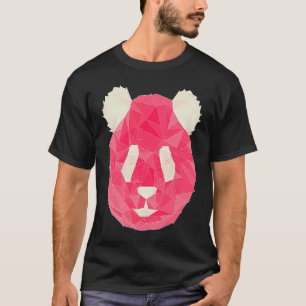 Panda Rosa Polygon Stil T-Shirt