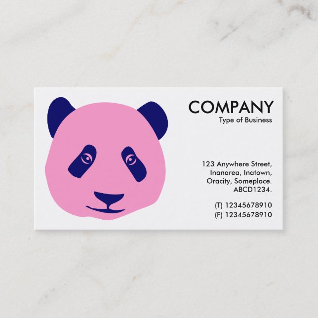 Panda - Rosa und Blau Visitenkarte (Vorderseite)