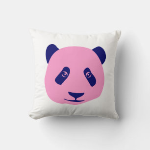 Panda - Rosa und dunkelblau Kissen