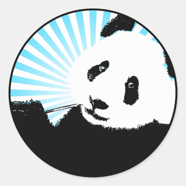 Panda. Runder Aufkleber (Vorderseite)