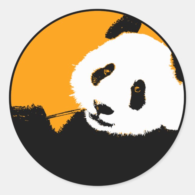 Panda. Runder Aufkleber (Vorderseite)