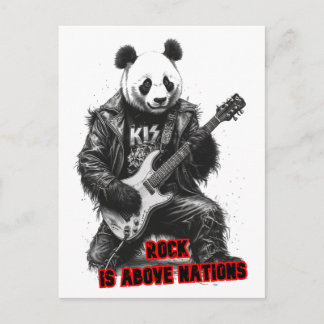 Panda sagt: Rock ist über Nationen Feiertagspostkarte