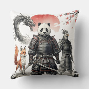 Panda Samurai & Mythische Krieger Fantasy-Kunst Kissen
