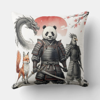 Panda Samurai & Mythische Krieger Fantasy-Kunst Kissen