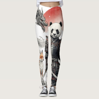 Panda Samurai & Mythische Krieger Fantasy-Kunst Leggings
