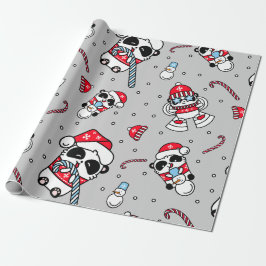 Panda Santa Bears mit Schneeflocken Geschenkpapier