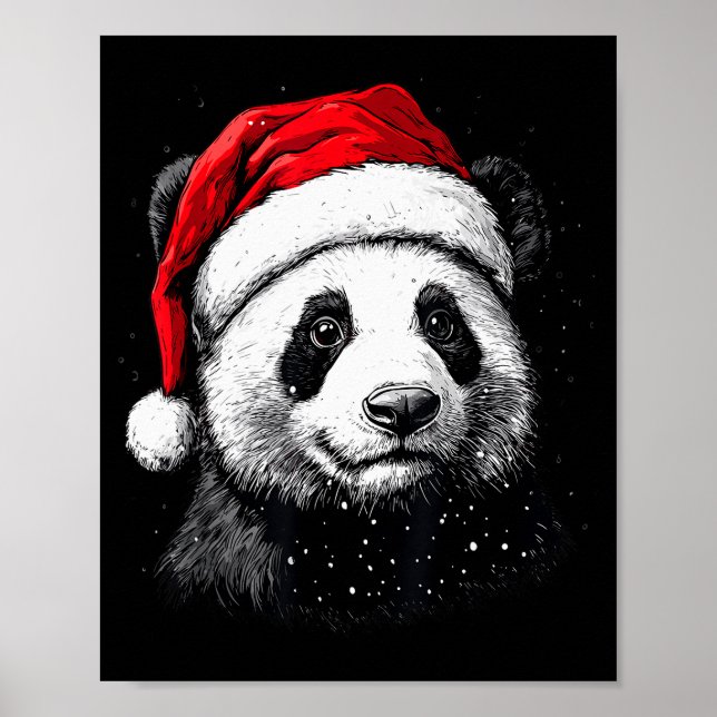 Panda Santa Hat Funny Panda Lovers Christmas Xmas  Poster (Vorne)