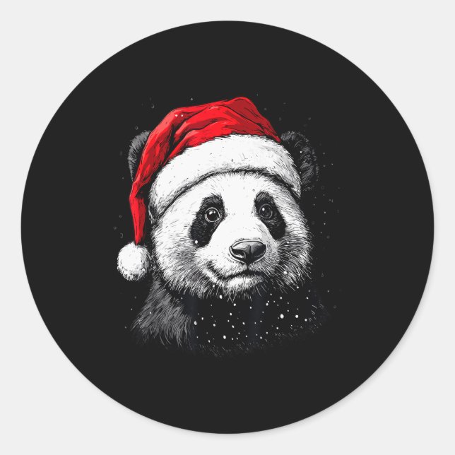 Panda Santa Hat Funny Panda Lovers Christmas Xmas  Runder Aufkleber (Vorderseite)