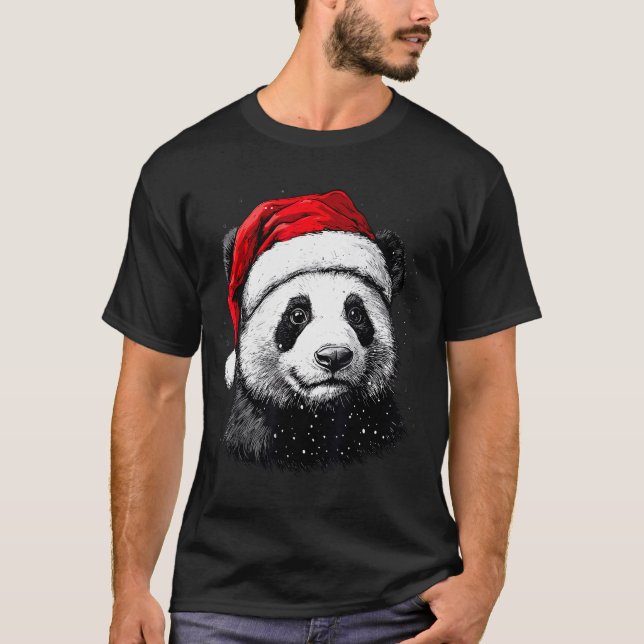 Panda Santa Hat Funny Panda Lovers Christmas Xmas  T-Shirt (Vorderseite)