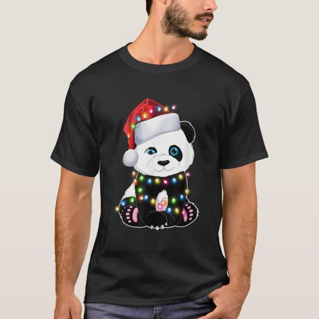 Panda Santa Lights Pajama For Ns T-Shirt (Vorderseite)