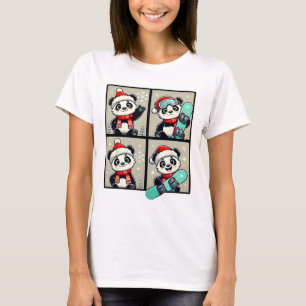 Panda Santa Skiing Snowboard Winterbergtour T-Shirt
