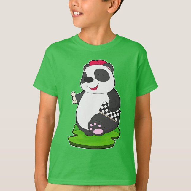 Panda-Schachfigur Schach Schachbrett T-Shirt (Vorderseite)