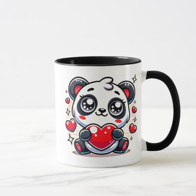 Panda, schönes Herz. Tasse (Rechts)