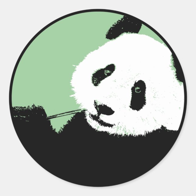 panda. seagreen Kreis. Runder Aufkleber (Vorderseite)