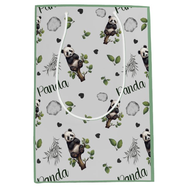 Panda Seamless Pattern Baby Blanket Mittlere Geschenktüte (Vorderseite)