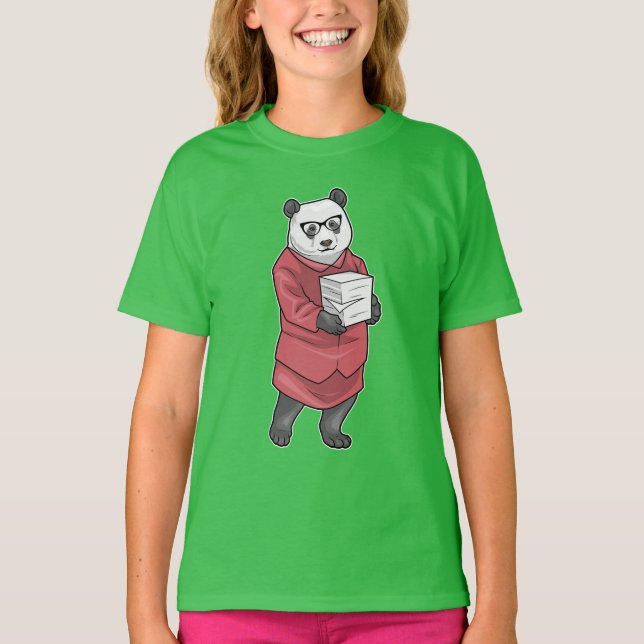 Panda Secretary Stack of Paper T-Shirt (Vorderseite)