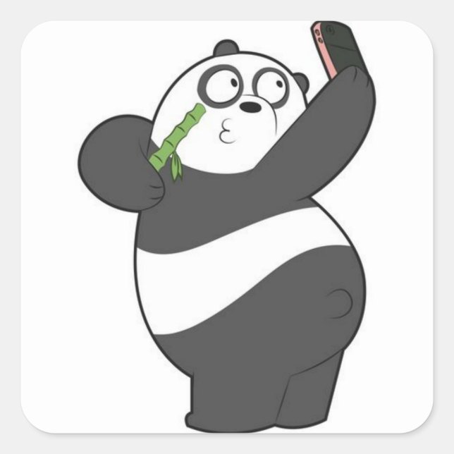 Panda Selfie Quadratischer Aufkleber (Vorderseite)