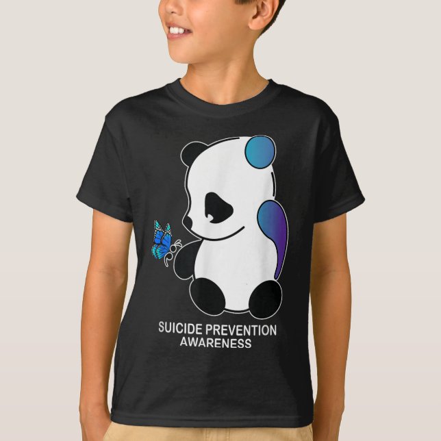 Panda Semicolon Butterfly Suicide Prevention Aware T-Shirt (Vorderseite)