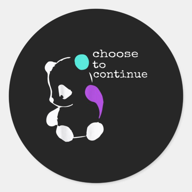 Panda Semicolon Gift Suicide Prevention Awareness Runder Aufkleber (Vorderseite)