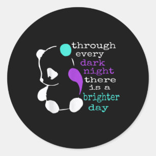 Panda Semicolon Gift Suicide Prevention Awareness Runder Aufkleber