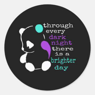 Panda Semicolon Gift Suicide Prevention Awareness Runder Aufkleber