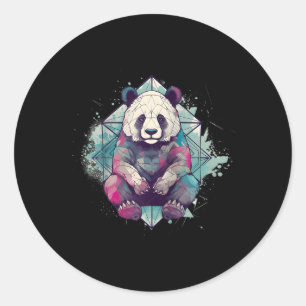Panda Serenity Spirituelle Wasserfarbe Tattoo Base Runder Aufkleber