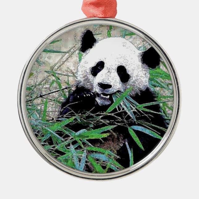 Panda Silbernes Ornament (Vorne)