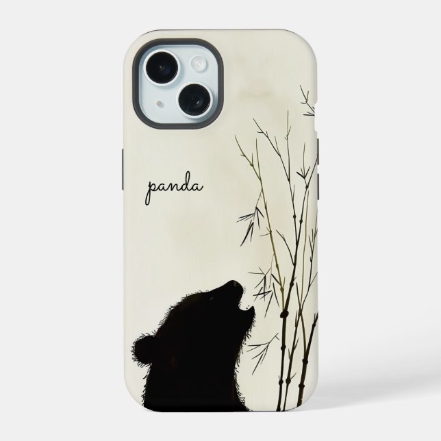 Panda-Silhouette iPhone 15 Hülle (Rückseite)