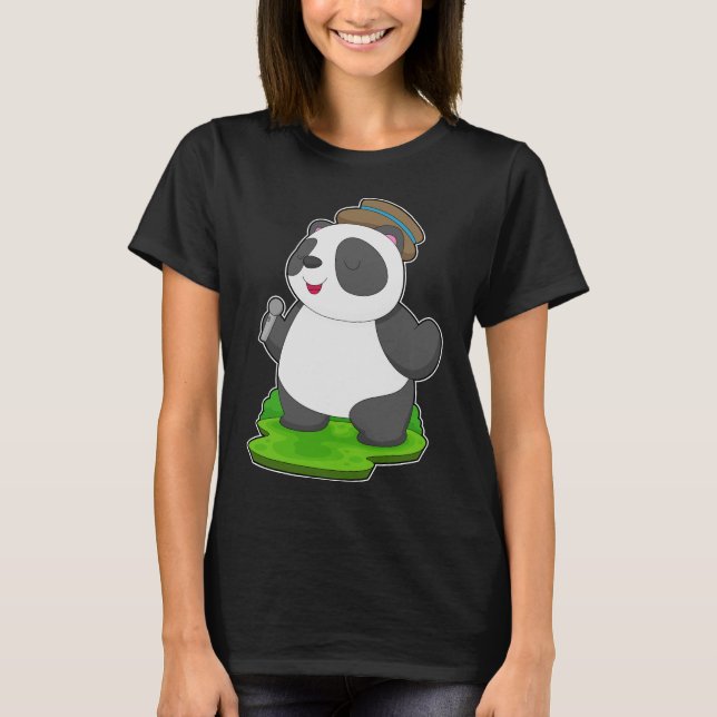 Panda Singer Microphone Music T-Shirt (Vorderseite)