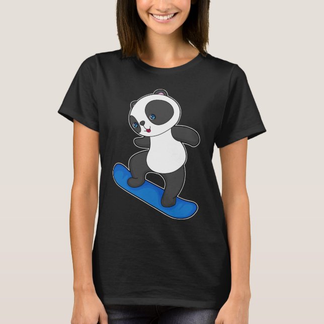 Panda Snowboard Wintersport T-Shirt (Vorderseite)
