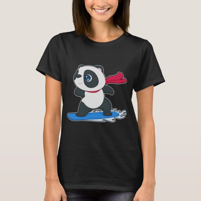 Panda Snowboard Wintersport T-Shirt (Vorderseite)