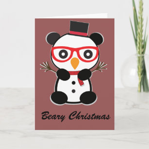 Panda Snowman Weihnachtskarte Feiertagskarte