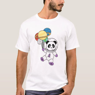Panda Space Planet Moon Earth Astronaut Saturn T-Shirt