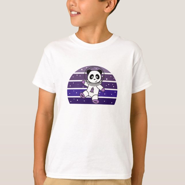Panda Space Planets Galaxy Astronaut Saturn T-Shirt (Vorderseite)