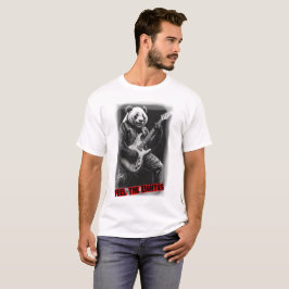 Panda spielt Gitarre auf einem Schwarzen T-Shirt