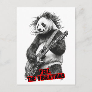 Panda spielt Gitarre, sagt: Fühle die Vibrationen Feiertagspostkarte