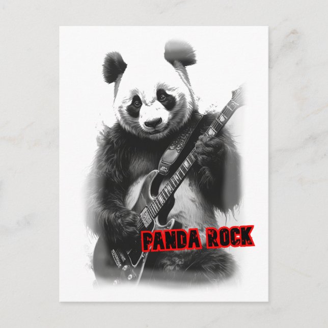 Panda spielt Rock auf einem Feiertagspostkarte (Vorderseite)