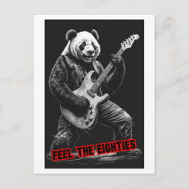 Panda spielt Rock, sagt: Feel the Eighty's on a Feiertagspostkarte