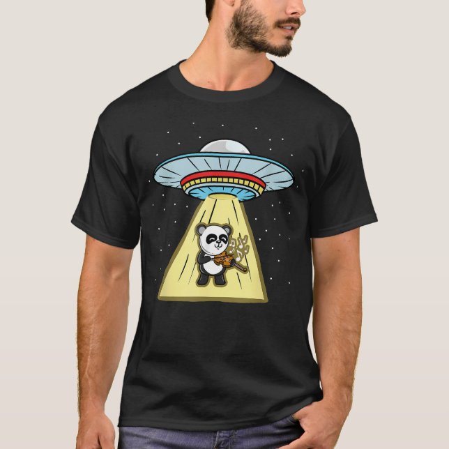 Panda spielt Violine Ufo T-Shirt (Vorderseite)