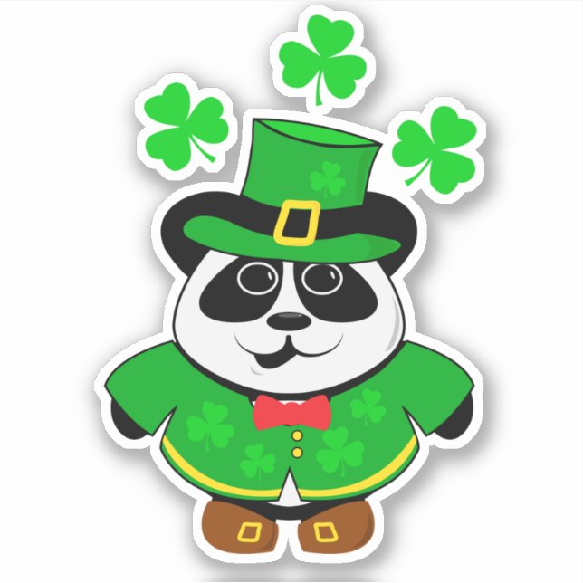 Panda St Patricks Day Süße Tier Aufkleber (Vorderseite)